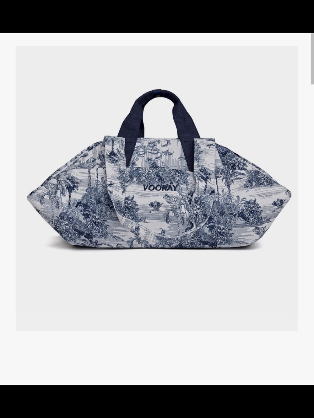 NWT Vooray Yoga Studio Duffel Bag Expandable Fitness Tote Navy Tropic Toile